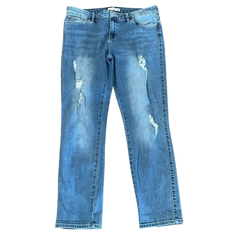 Guess Men's Size 32/30 Straight Leg Jeans Distressed Denim Light Wash City Beach